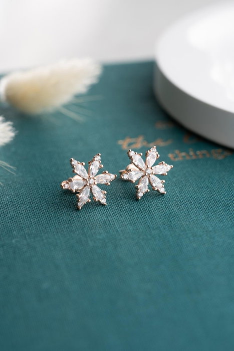 Heliophilia Silver Pendientes de Plata de Ley 925 con Baño de Oro Rosa y Circón